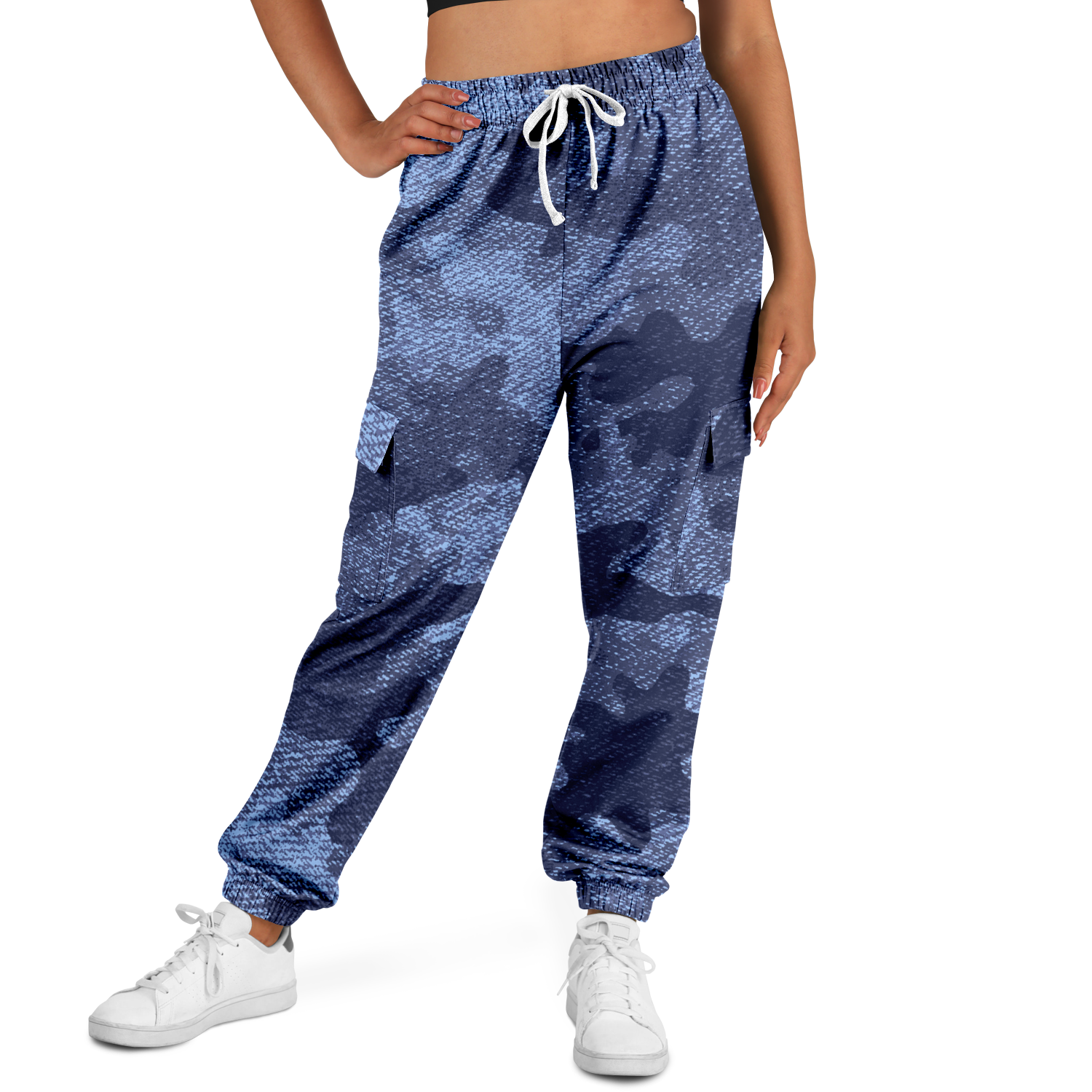 Camo Cargo Pants | Unisex | Blue Denim Camouflage Camo Colors
