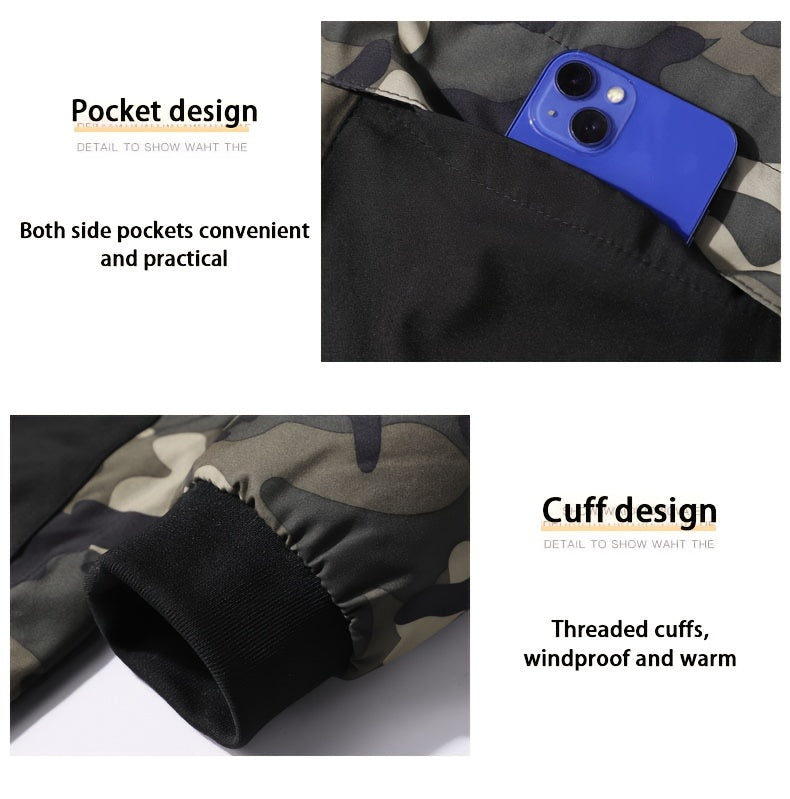 Camo Graphic Fleece Jacket | Men's Casual Hooded Winter Coat Camo Colors