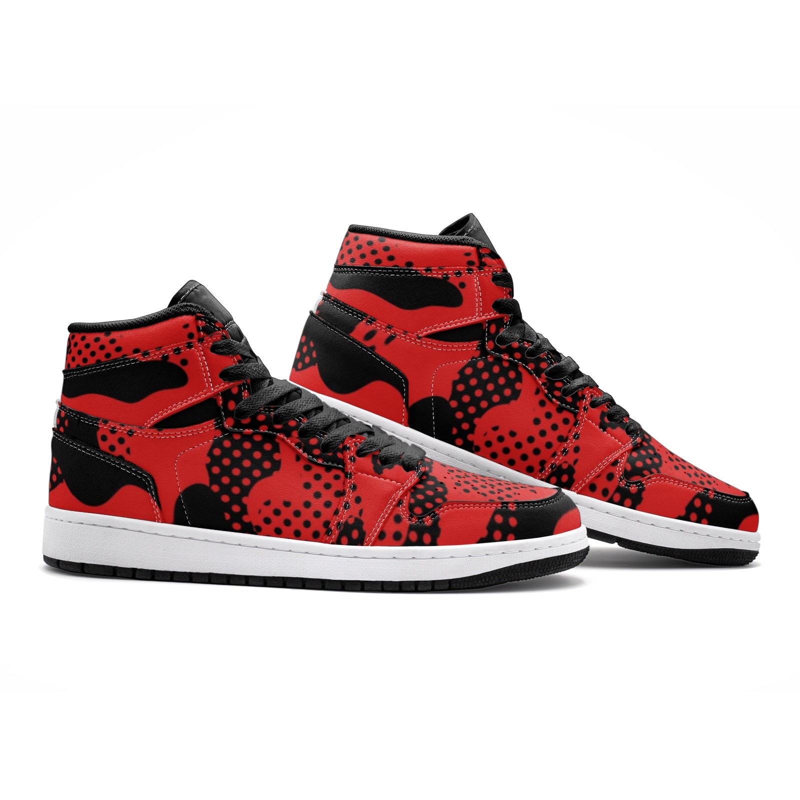 Black & Red Camo Sneakers AJ 1 | High Top | Pixel Camouflage Camo Colors