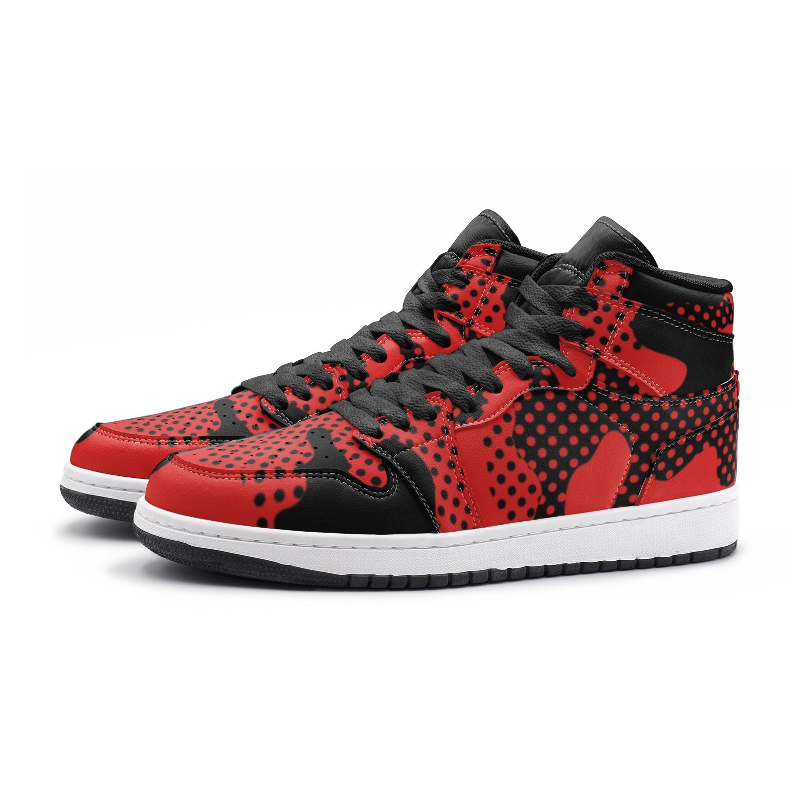 Black & Red Camo Sneakers AJ 1 | High Top | Pixel Camouflage Camo Colors