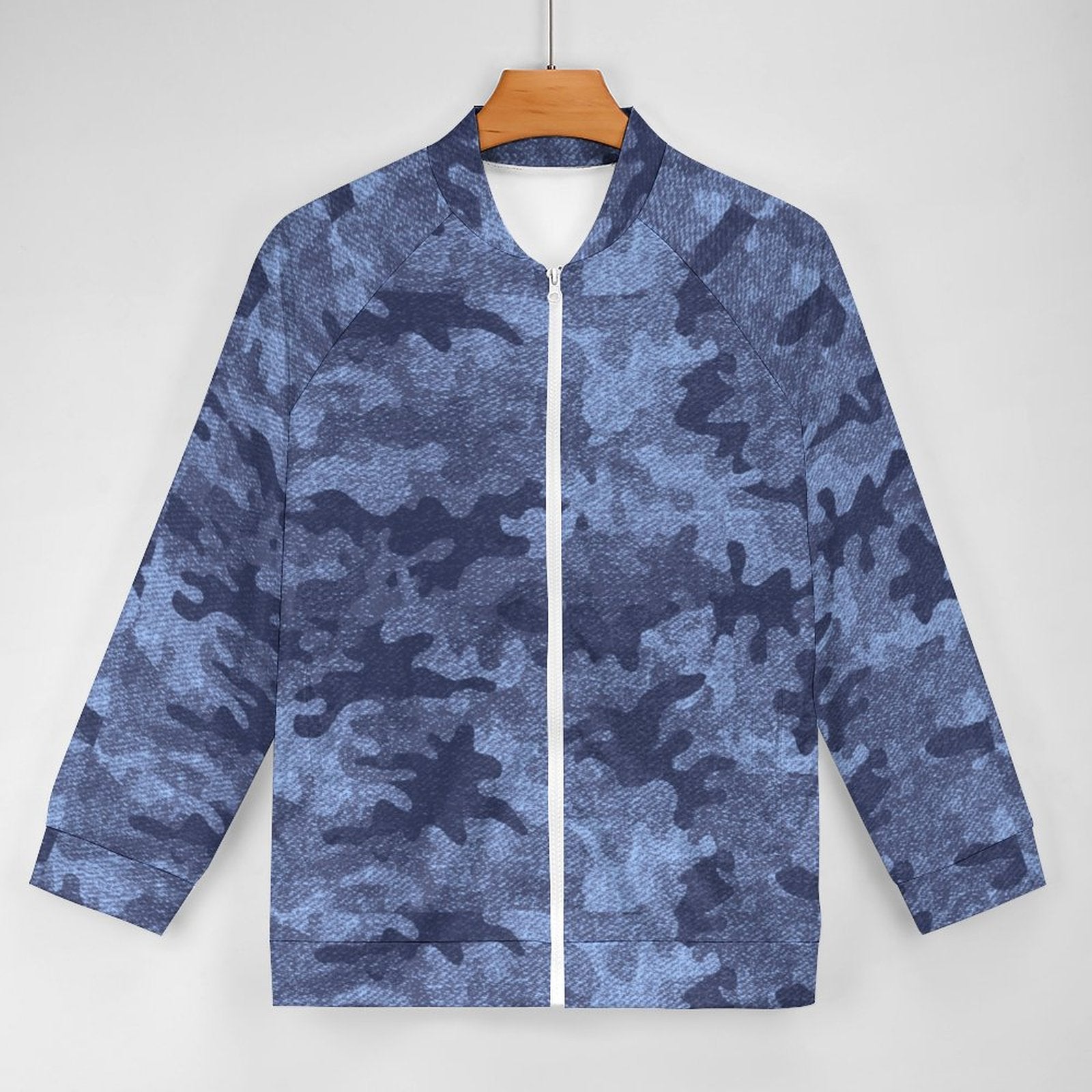 Camo Shirt | Raglan Zip-up | Denim Blue Camo Colors