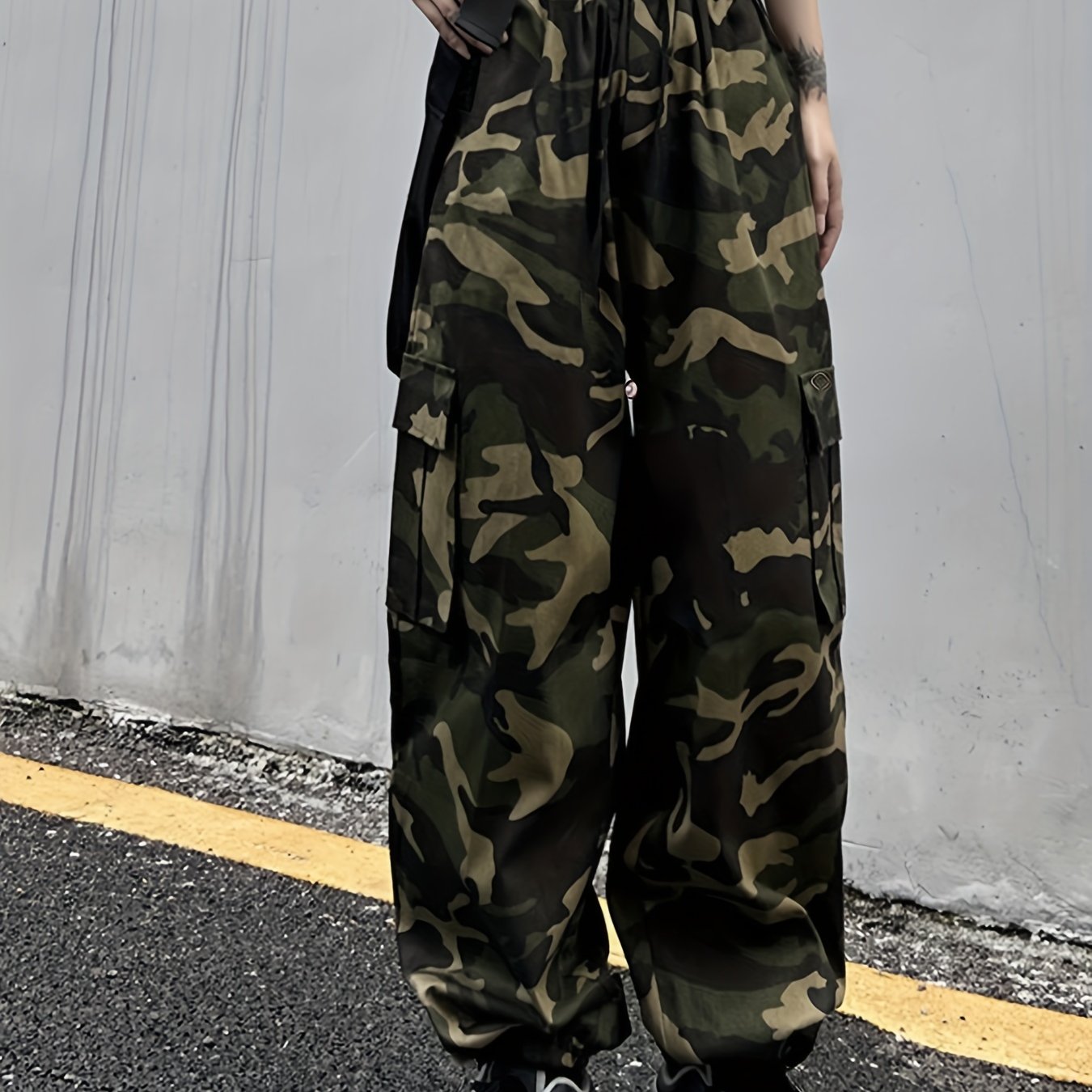 Camo Print Wide Leg Pants – Stylish & Functional Cargo | Camo Colors