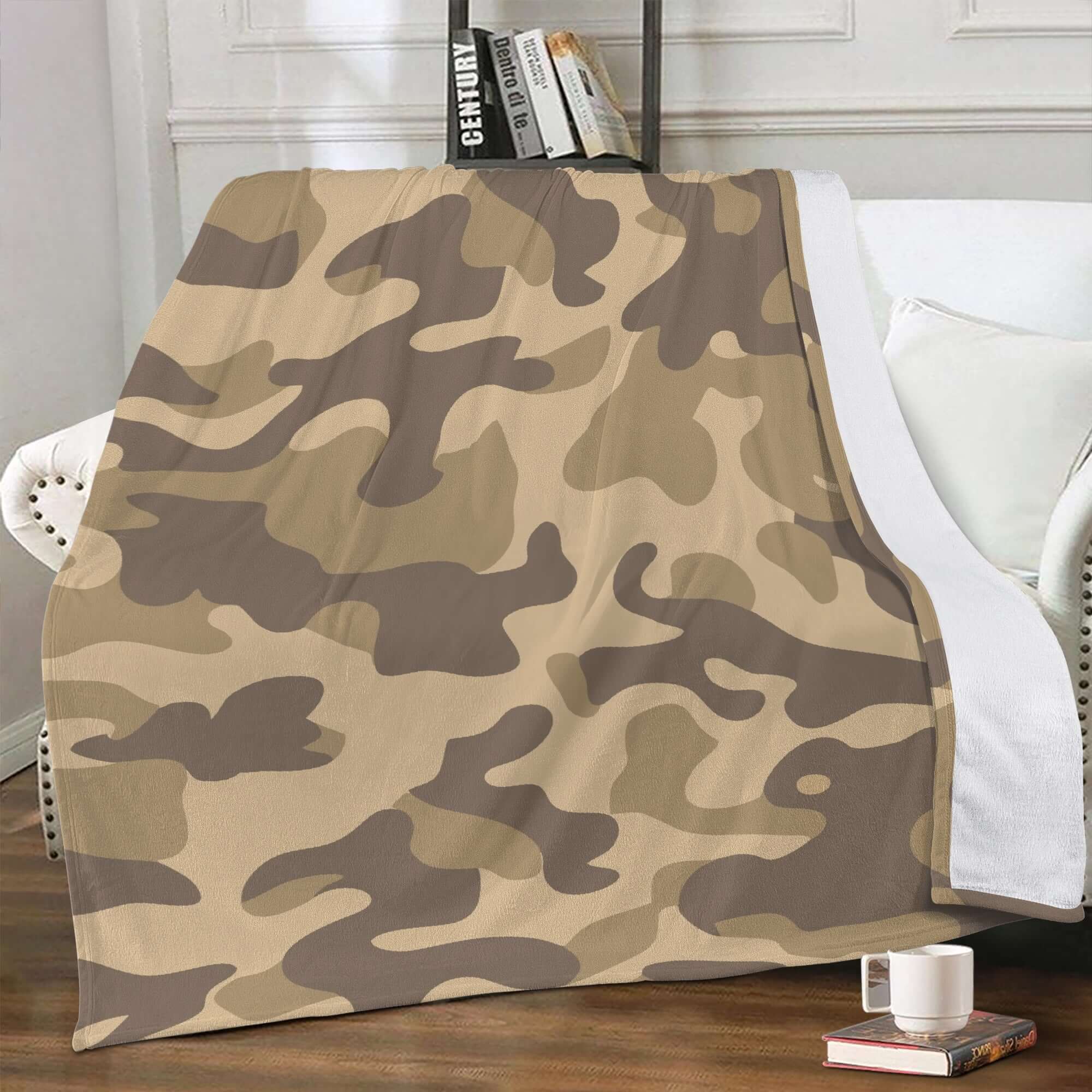 Double-sided Stitched Blanket | Khaki Camouflage Camo Colors