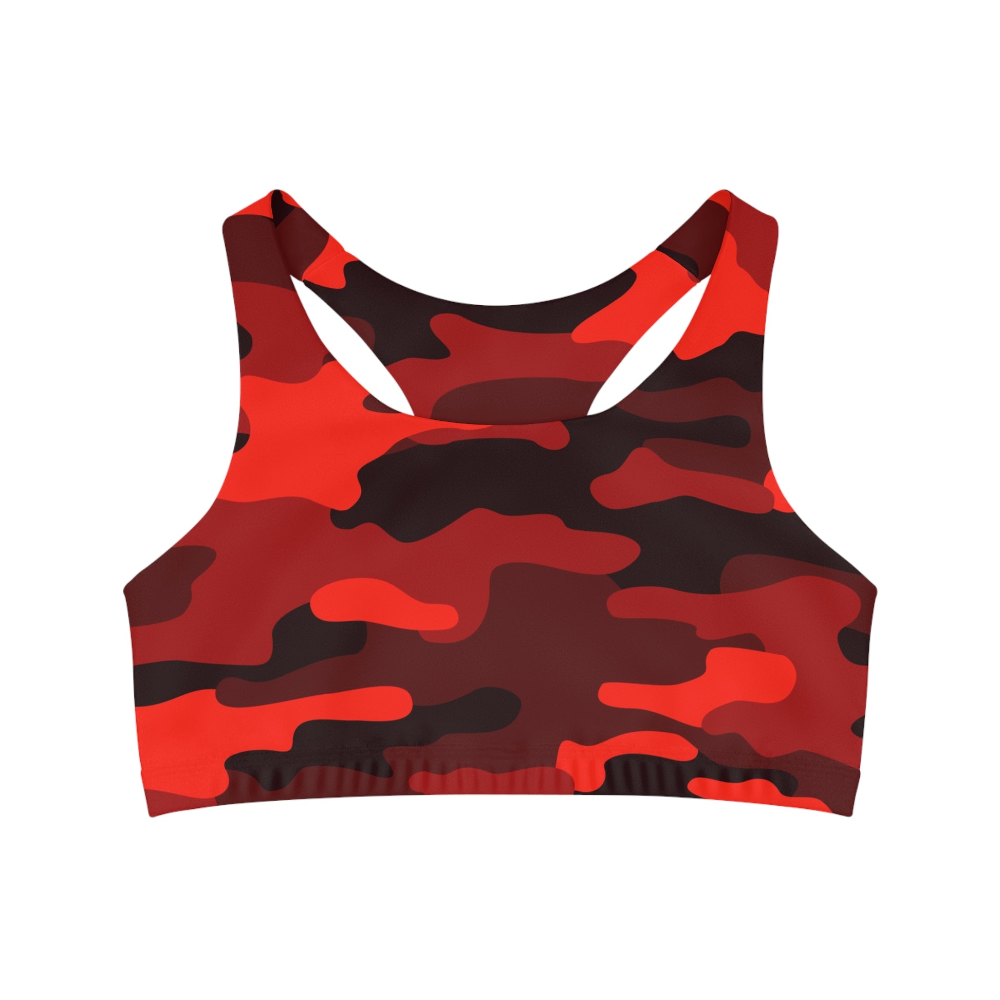 Camo Bra | Scarlet Red & Black Sports Camouflage Camo Colors