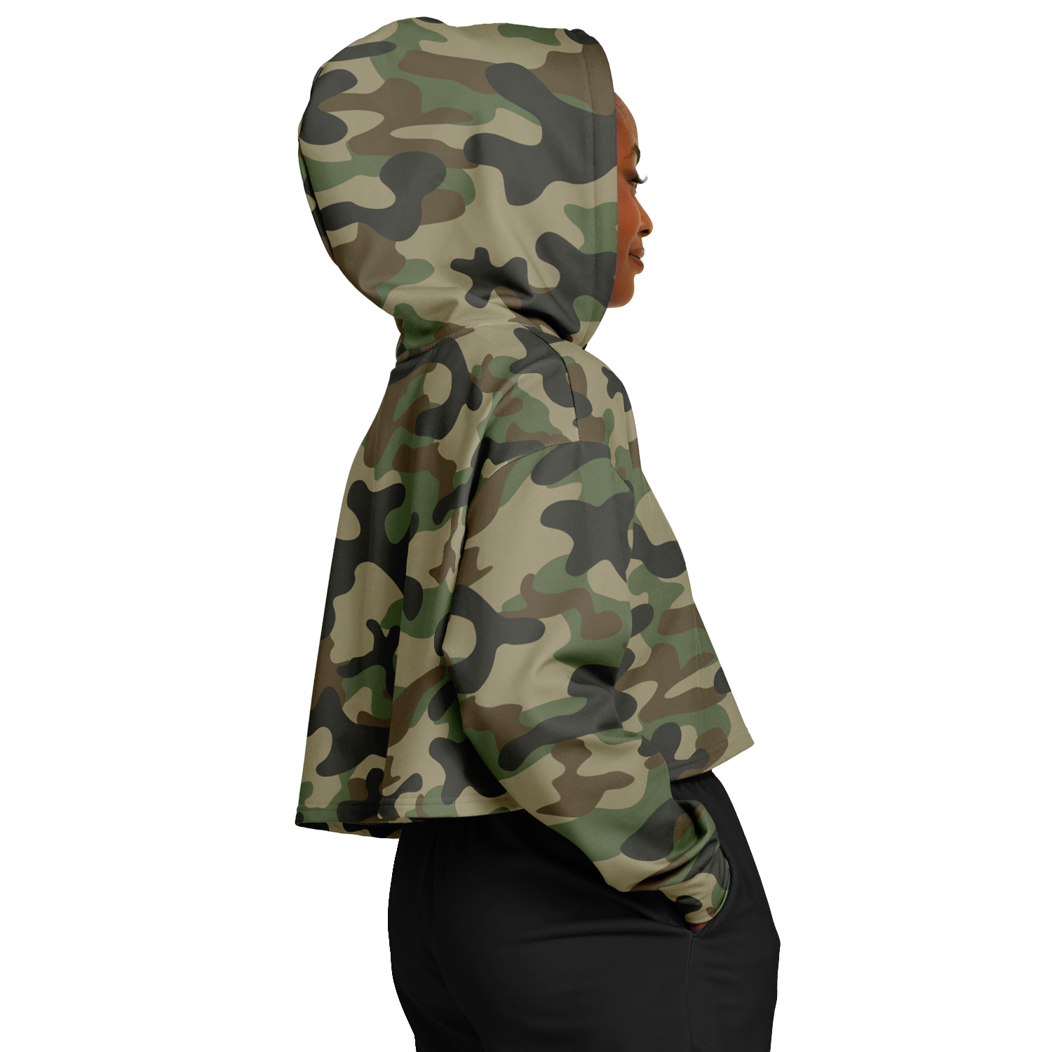 Cropped Hoodie For Women | Military Brown Camouflage Camo Colors