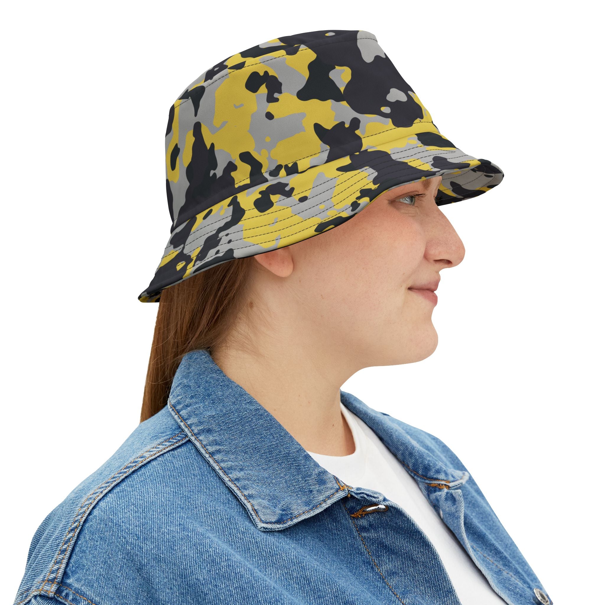 Camo Bucket Hat | Yellow, Black, and Silver Camouflage Camo Colors
