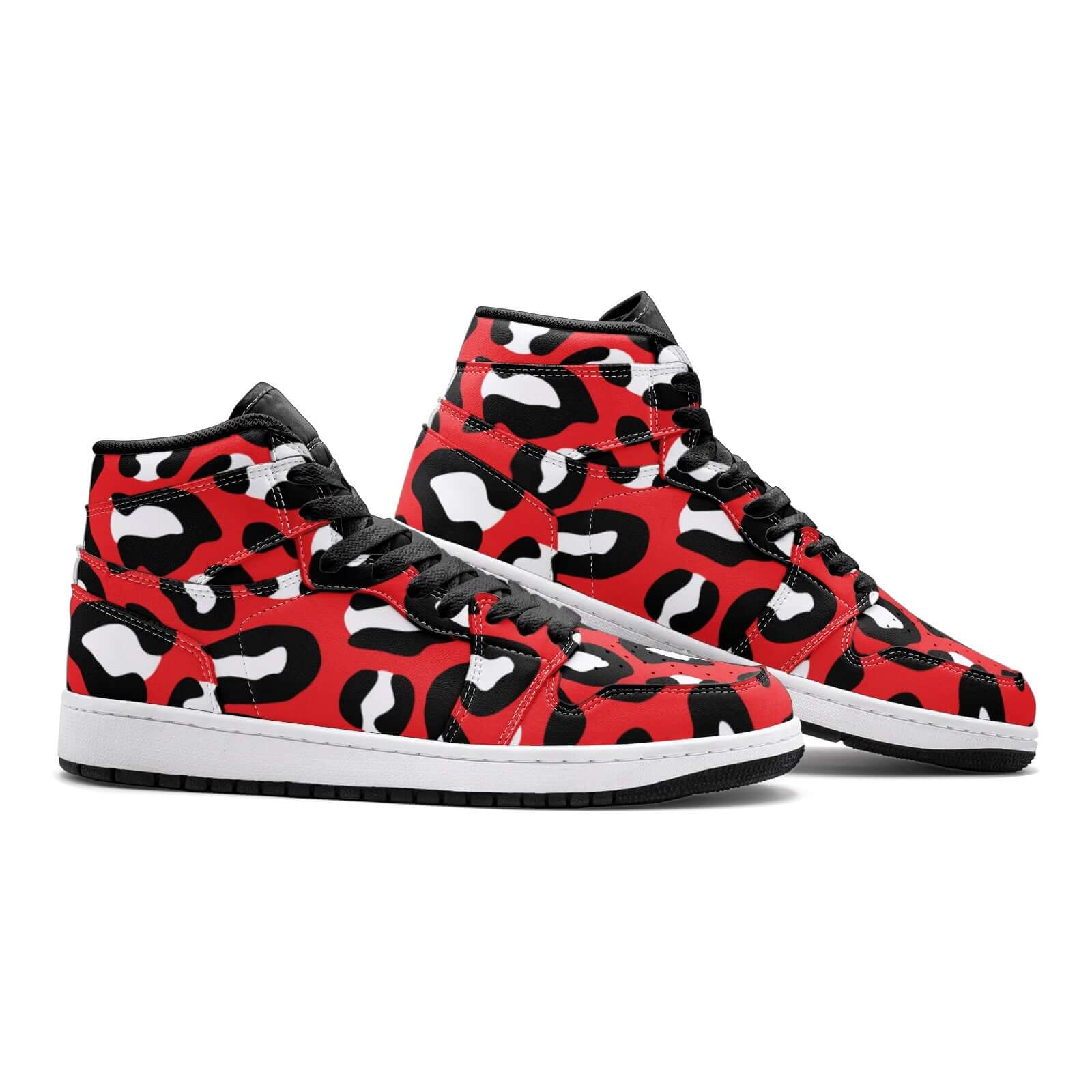 Leopard Sneakers AJ 1 | High-top | Red, White & Black Camo Colors