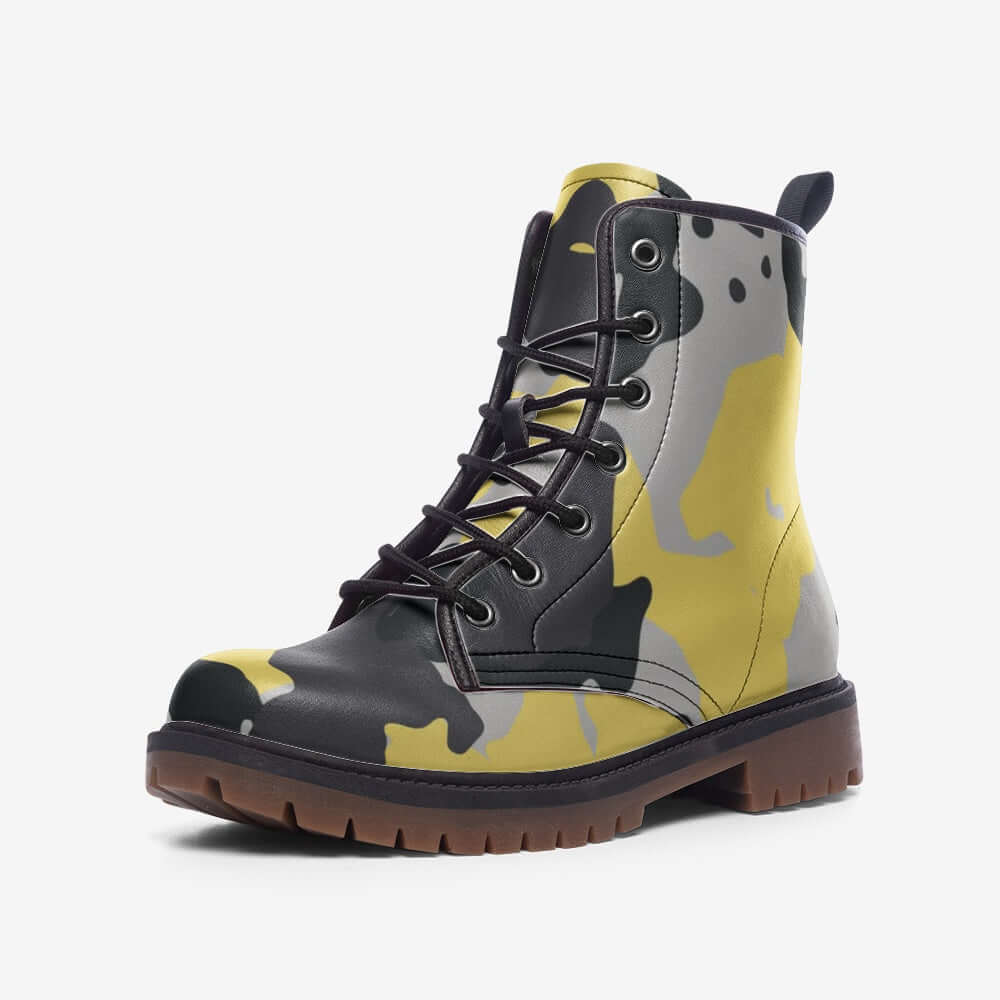 Camo Boots | Leather Camouflage in Yellow, Black, and Silver Camo Colors
