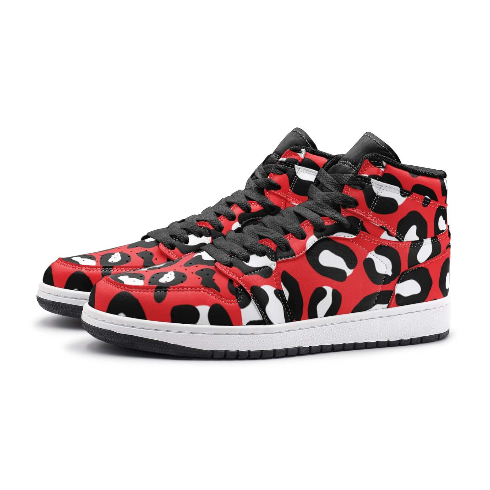 Leopard Sneakers AJ 1 | High-top | Red, White & Black Camo Colors