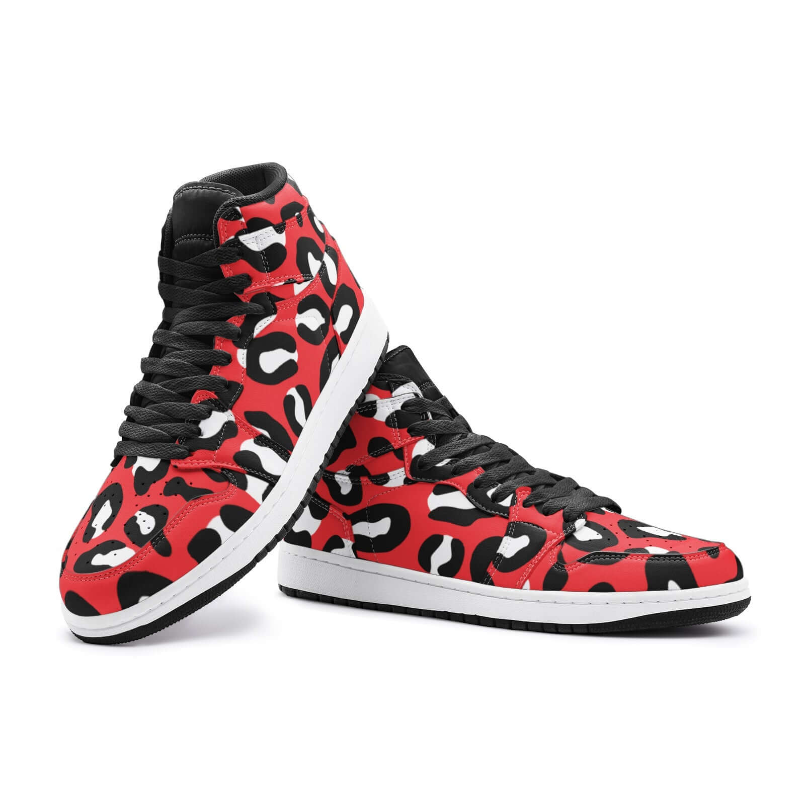 Leopard Sneakers AJ 1 | High-top | Red, White & Black Camo Colors