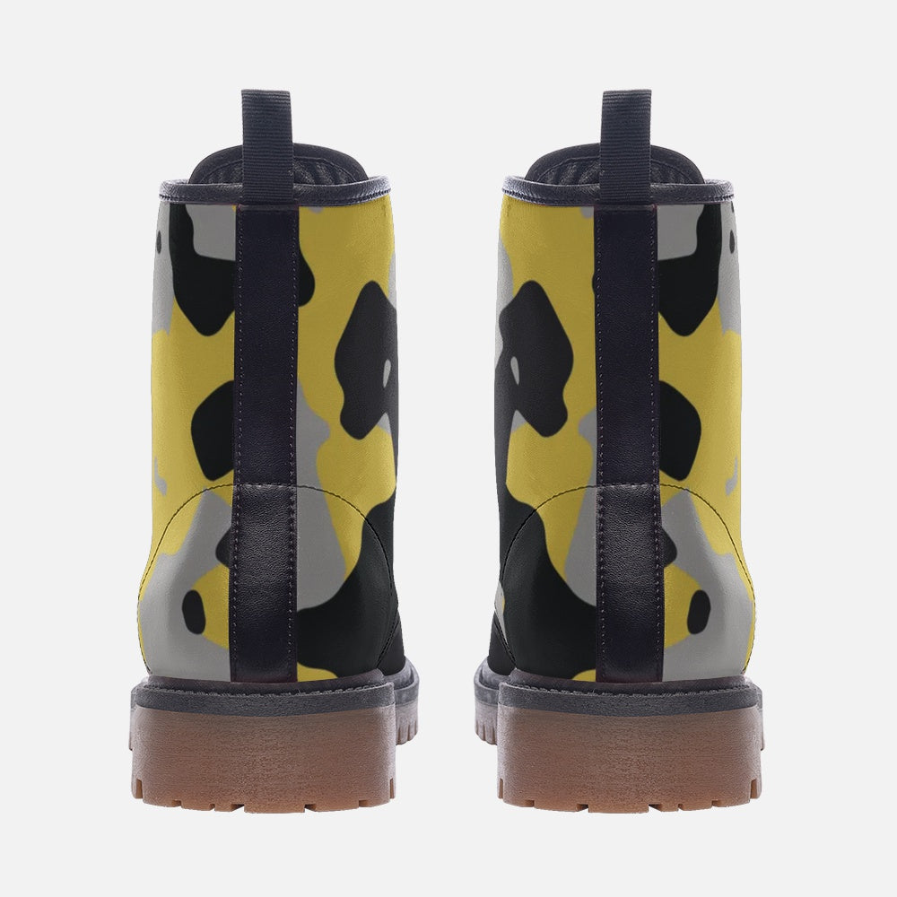 Camo Boots | Leather Camouflage in Yellow, Black, and Silver Camo Colors