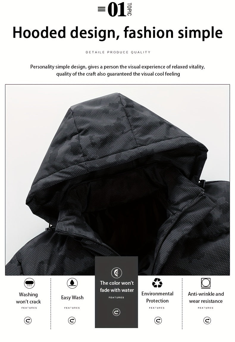 Men's Camo Fleece Jacket: Hooded, Zip-Up, Warm, Outdoor Hoodie Camo Colors