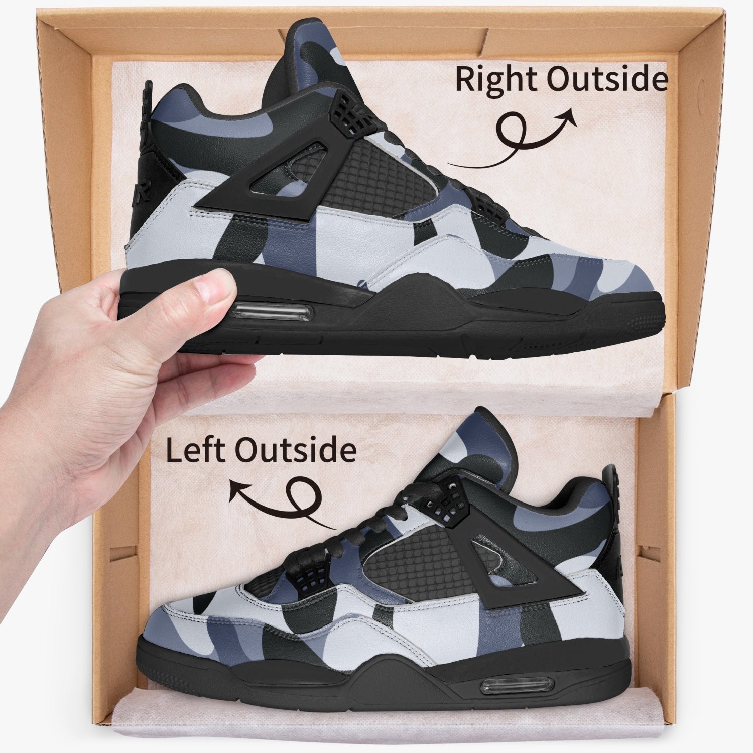 Camo Jordans AJ4 | Light Blue Camo Colors