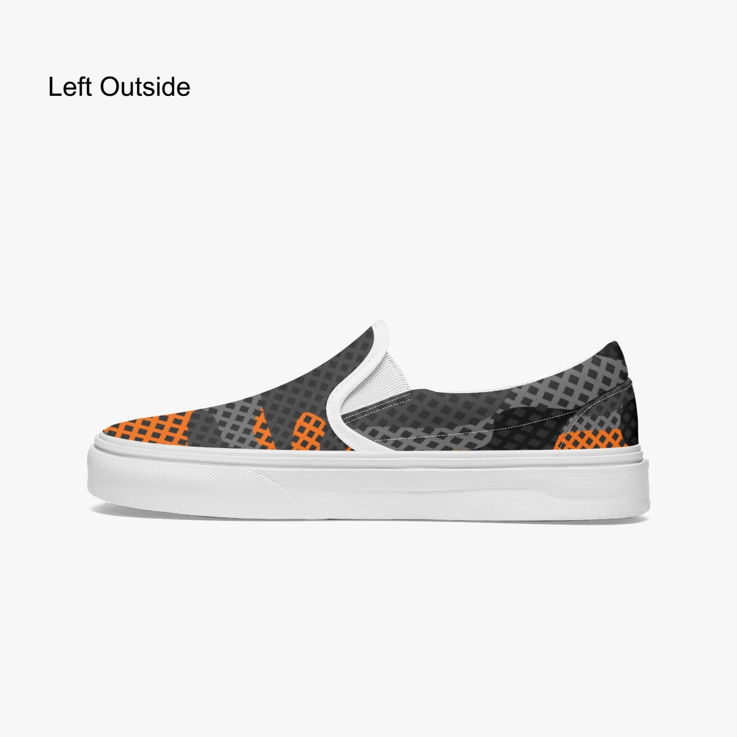 Camo Slip-On Shoes | Orange & Black Pixel Camouflage Camo Colors