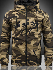 Long Sleeve Hooded Zipper Jacket for Men Camo Colors