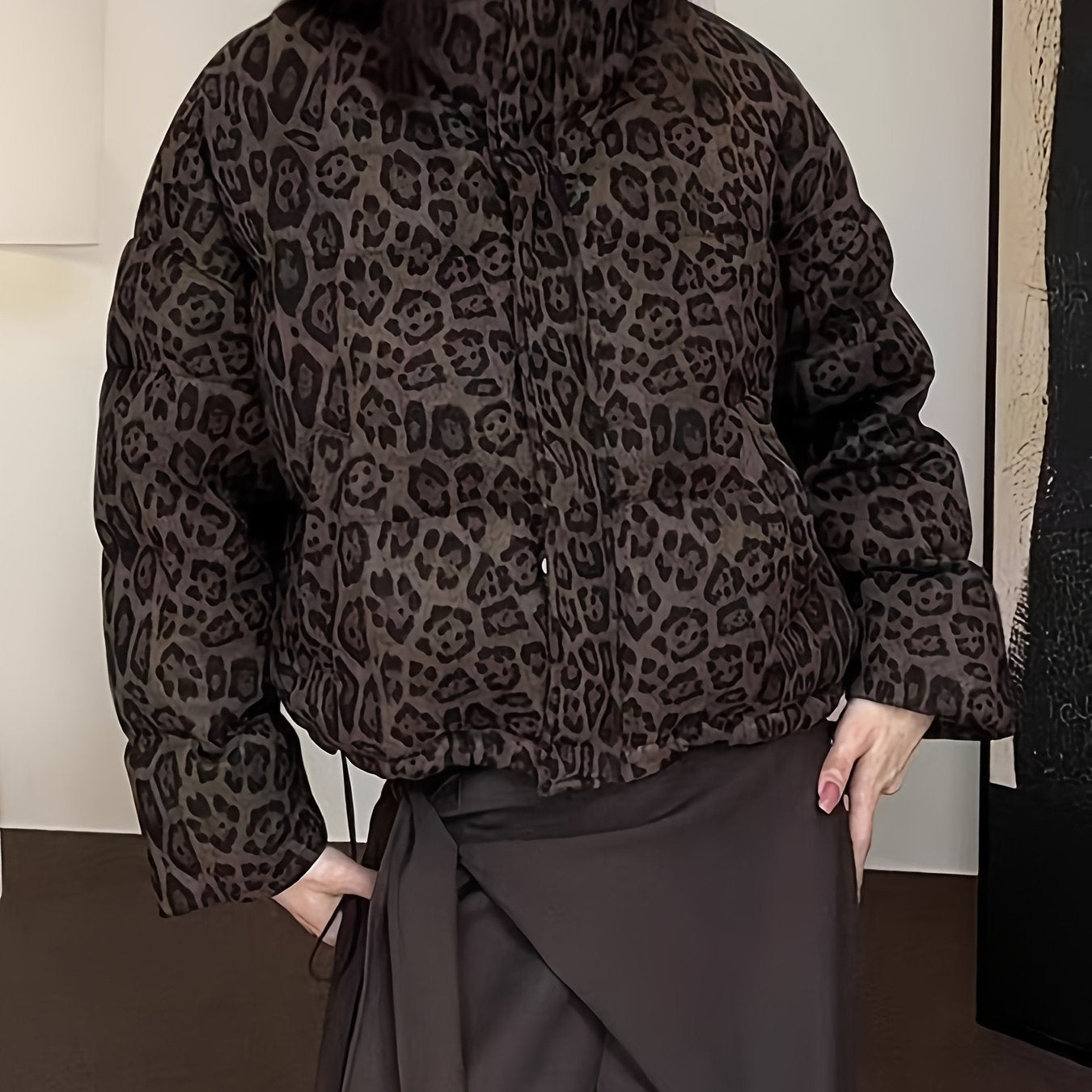 Chic Leopard Print Puffer Jacket for Women | Camo Colors