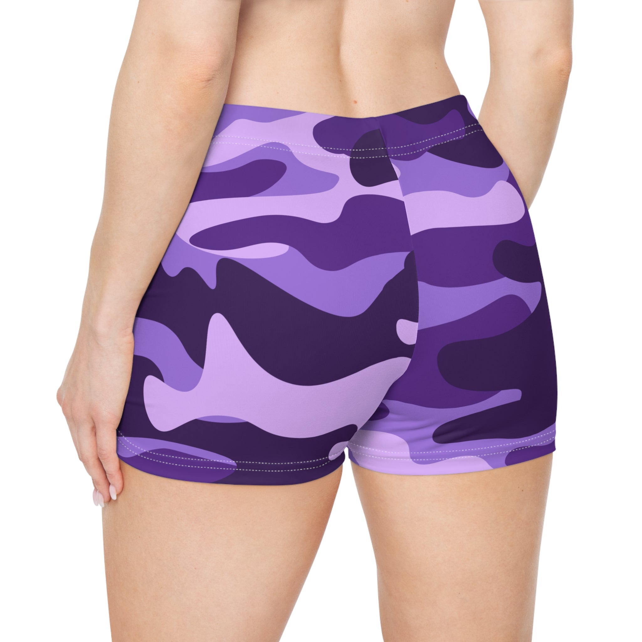 Women's Camo Shorts | Tight Fit | Purple, Blue and Mauve style Camo Colors