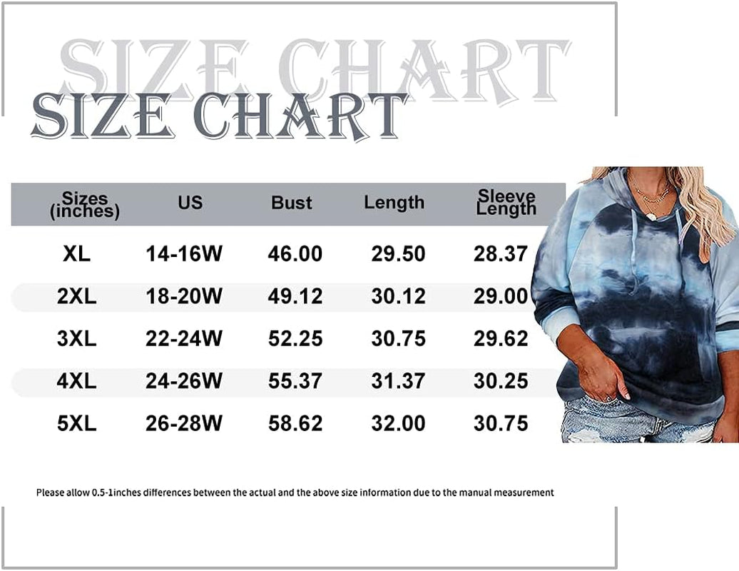 Plus Size Tie Dye Blue Hoodie for Women | Long Sleeve Pullover Camo Colors