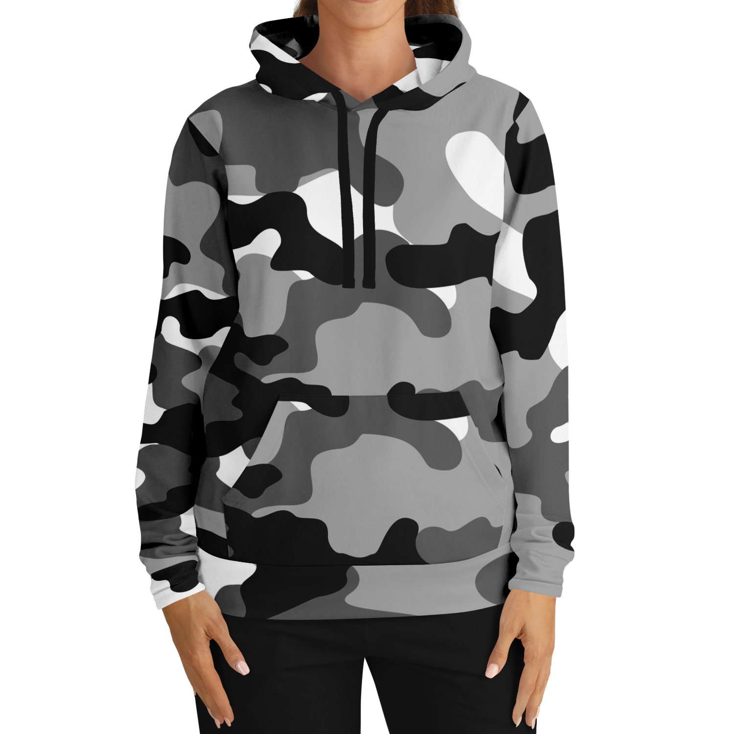 Camo Hoodie Black Gray White Pullover