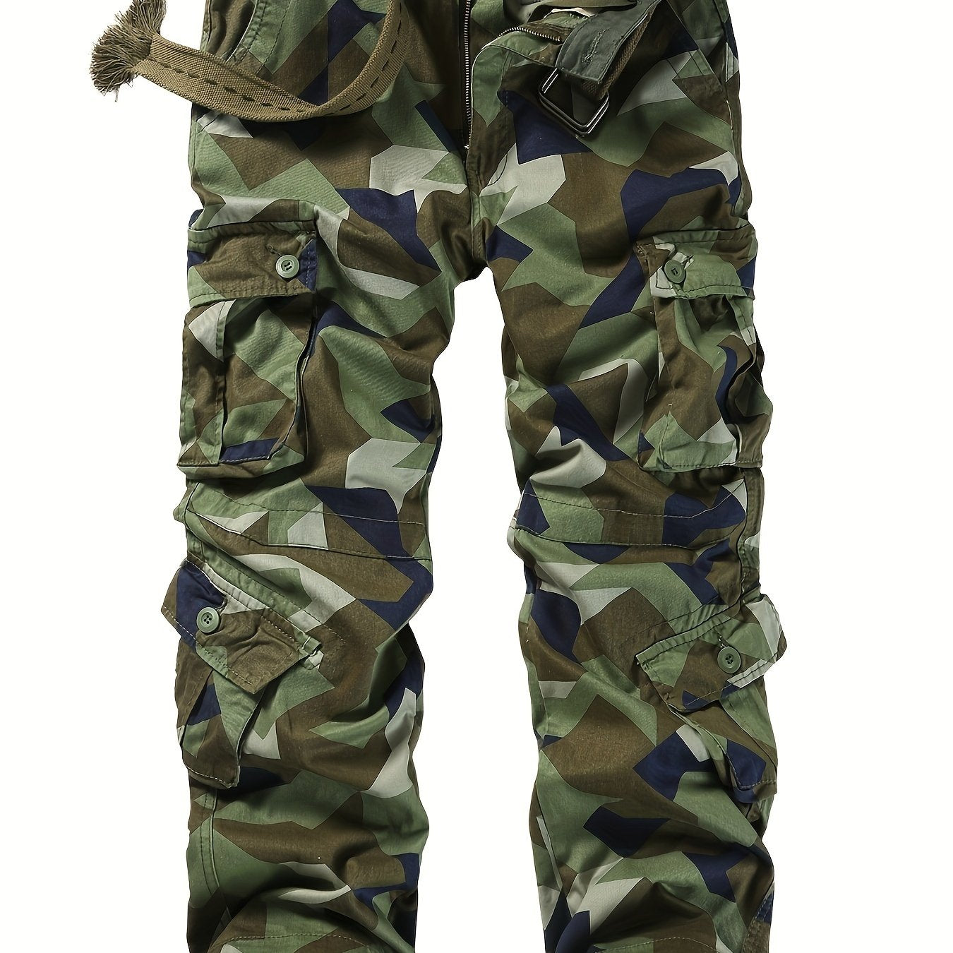Camo Cargo Pants for Men: Cotton, Casual Fit, Zip & Drawstring Closure Camo Colors