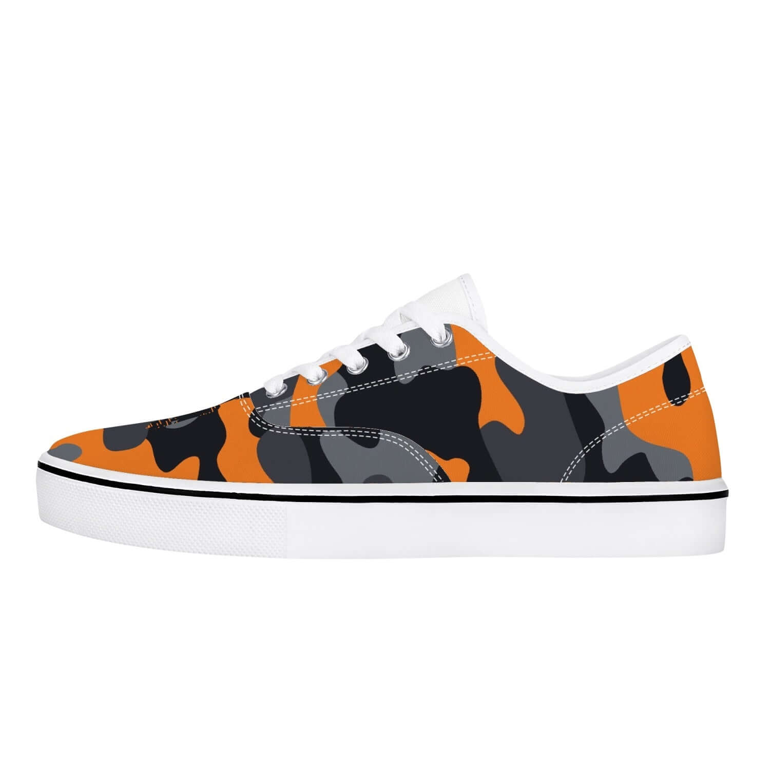 Camo Skate Shoes | Orange, Black, and Gray Camouflage Camo Colors