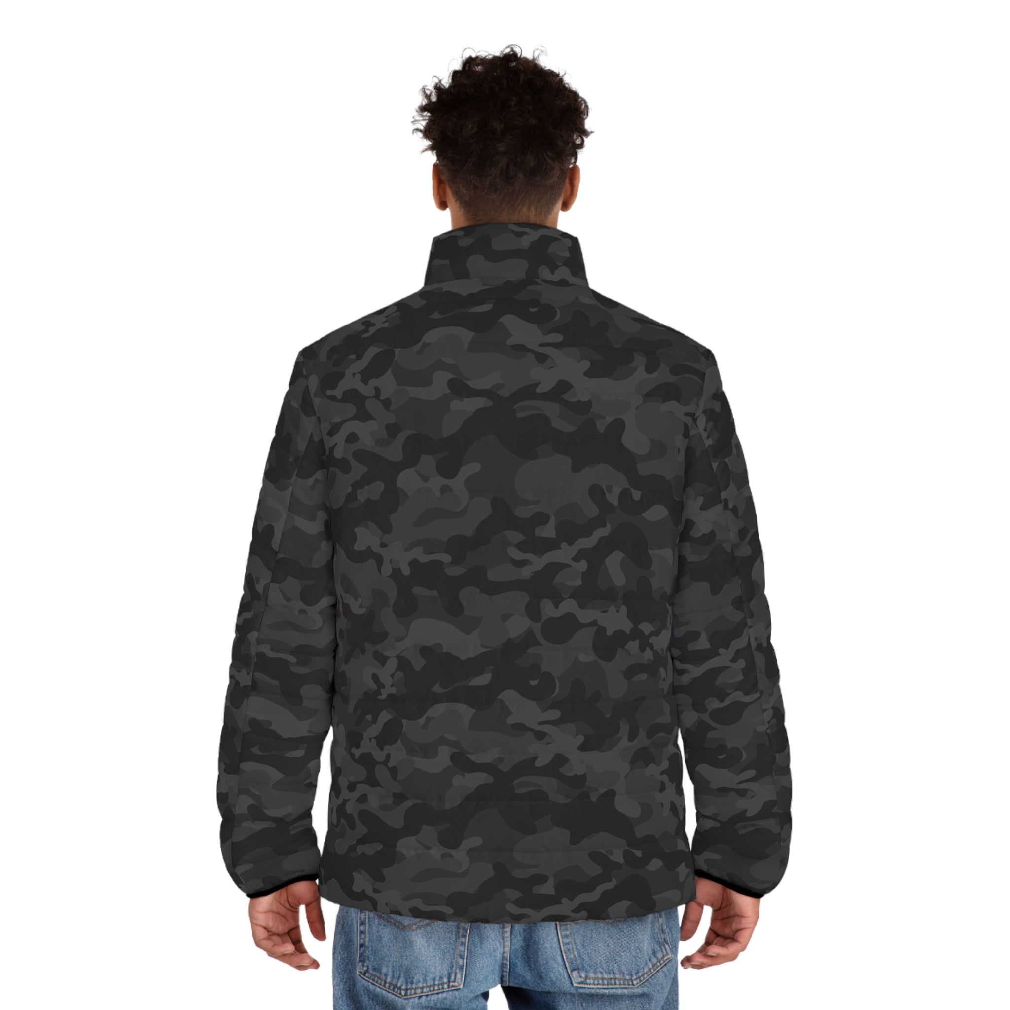 Black Camo Puffer Jacket For Men | Army Camouflage Camo Colors