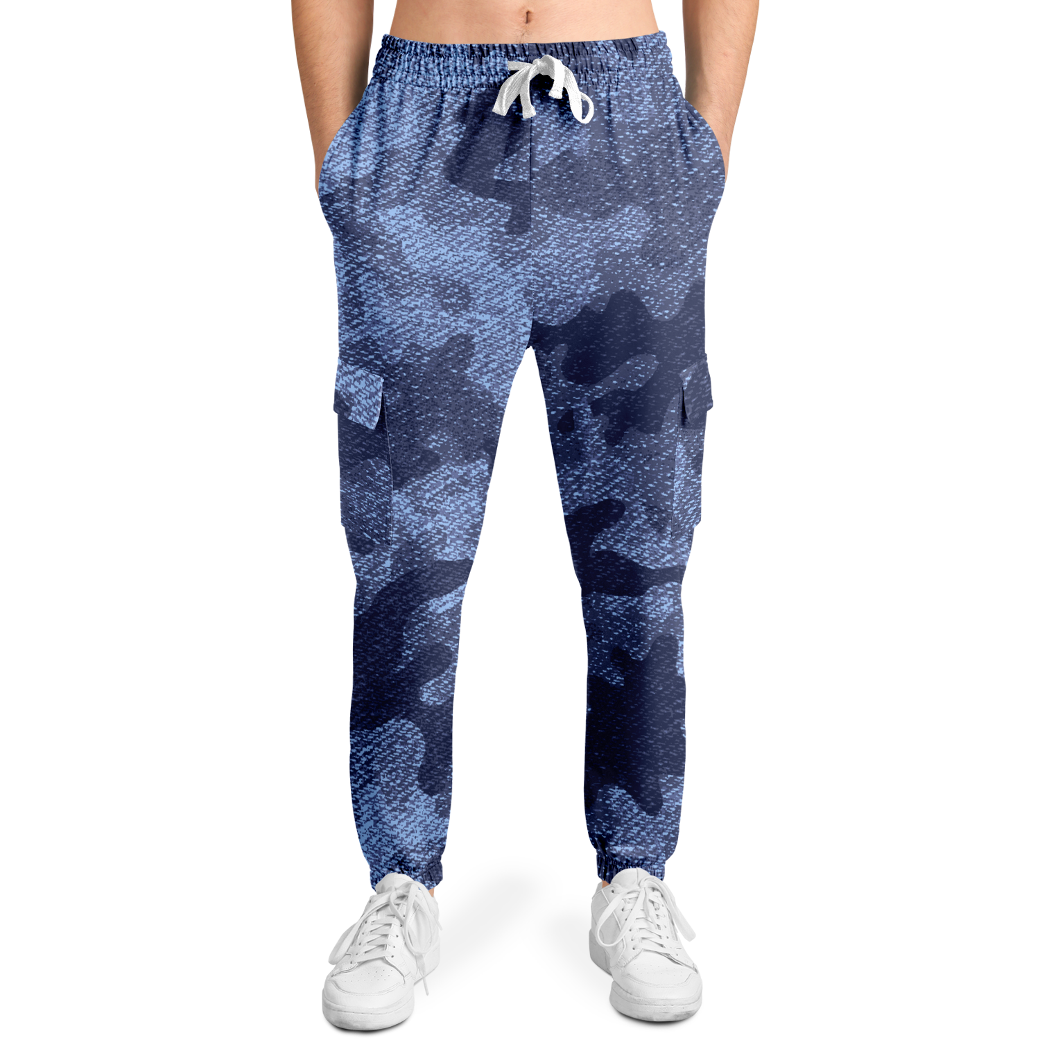 Camo Cargo Pants | Unisex | Blue Denim Camouflage Camo Colors