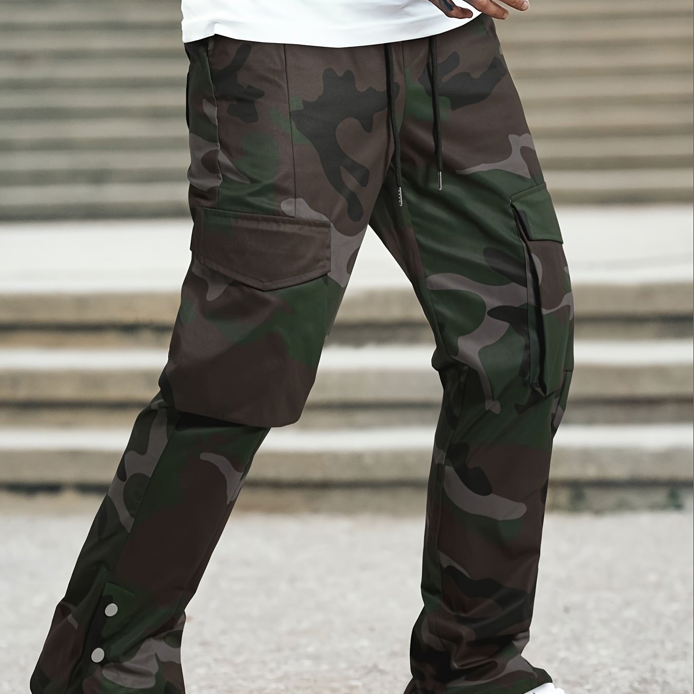 Men's Camouflage Overalls | Street Style in Green / Gray Camo Colors