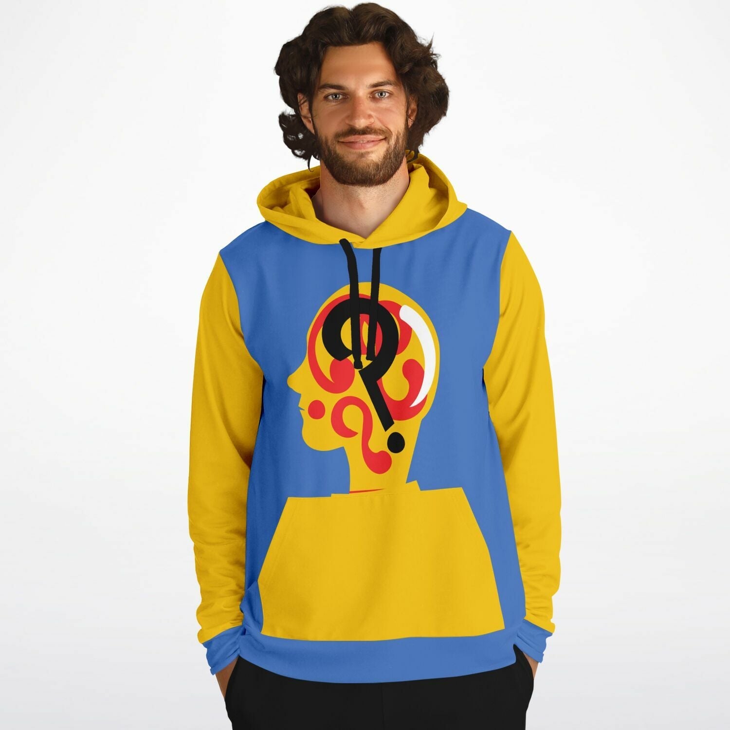 Digital Painting Hoodie in Blue and Yellow Camo Colors