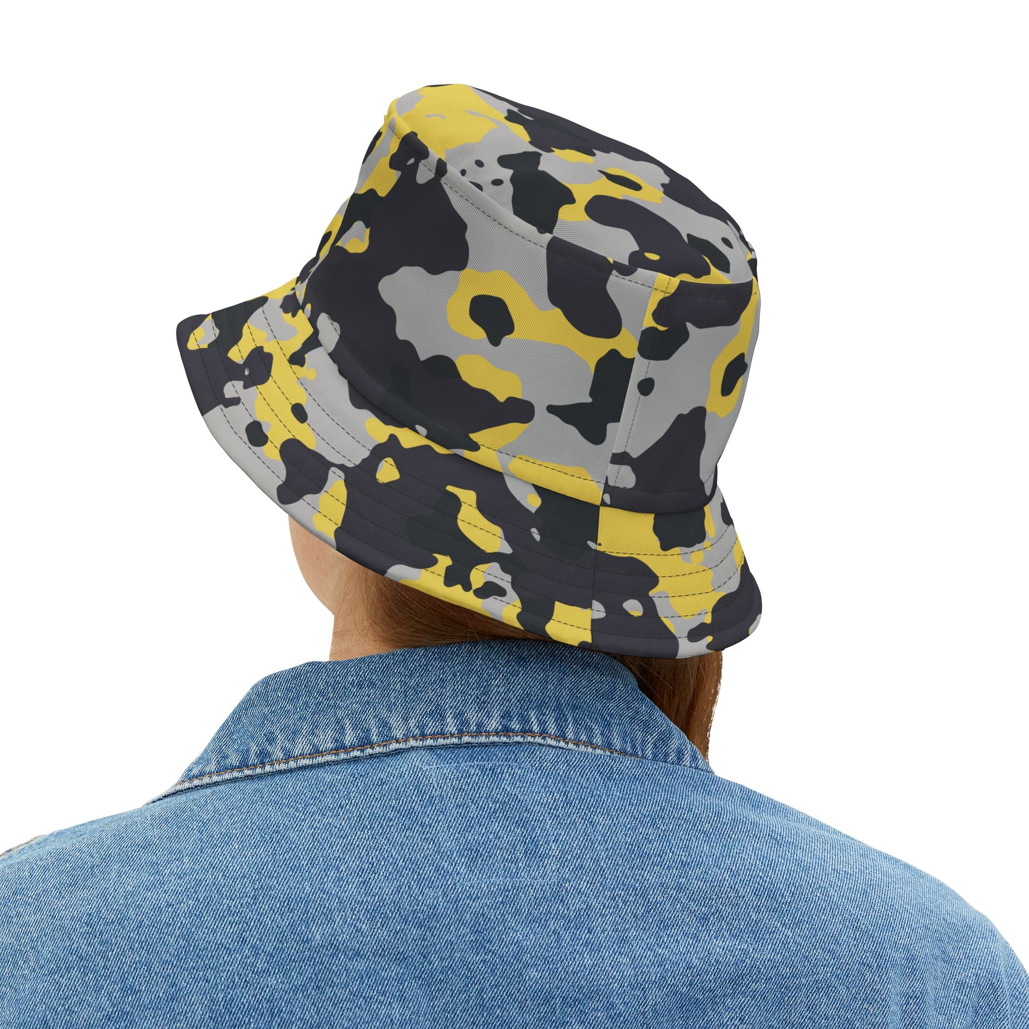 Camo Bucket Hat | Yellow, Black, and Silver Camouflage Camo Colors