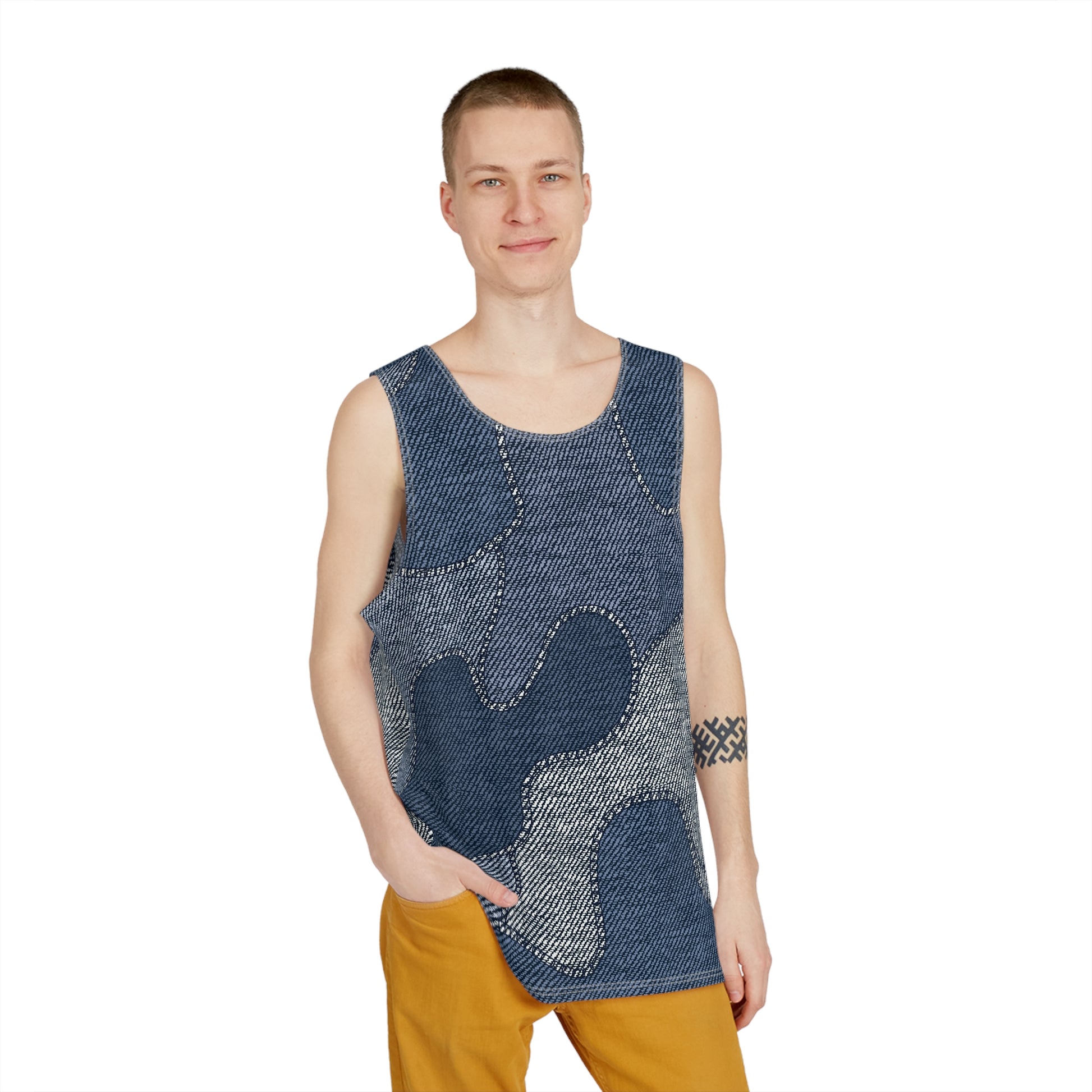 Men's Tank Top - Denim Texture Camo Print - Casual Summer Wear | Camo Colors