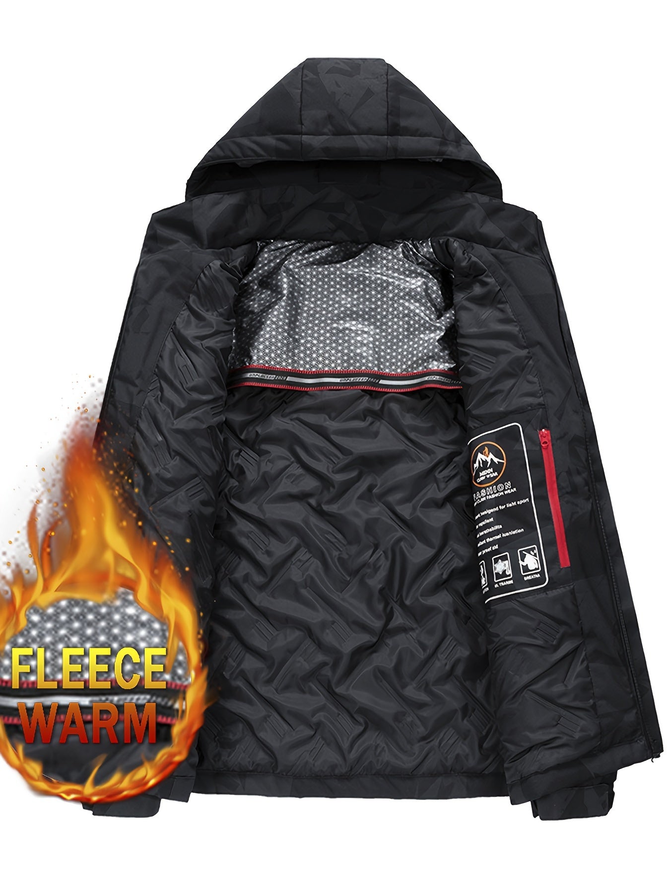 Men's Winter Padded Coat: Warm Jacket with Detachable Hood & Pockets Camo Colors