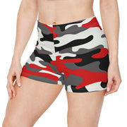 Women's Camo Shorts | Tight Fit | Red, Black, and White style Camo Colors