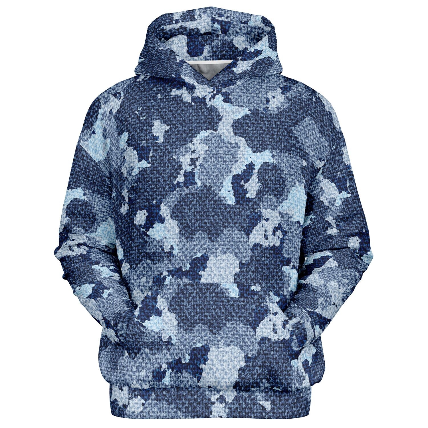 Denim Oversized Hoodie | Blue Camouflage Cloth Pattern | Camo Colors