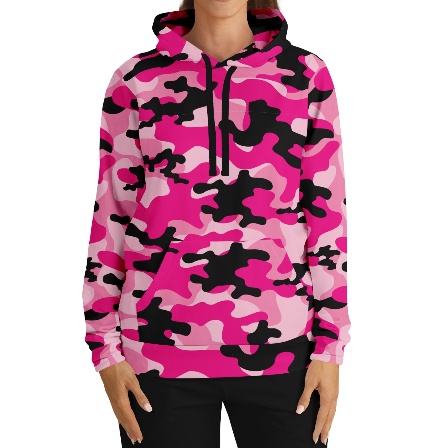 Pink Camo Hoodie | Candy, Black, & Cerise Mixed Camouflage Camo Colors
