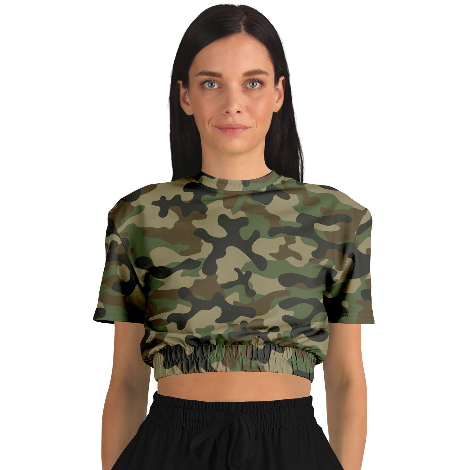 Camo Crop Top Sweatshirt | Military Brown Camo Colors