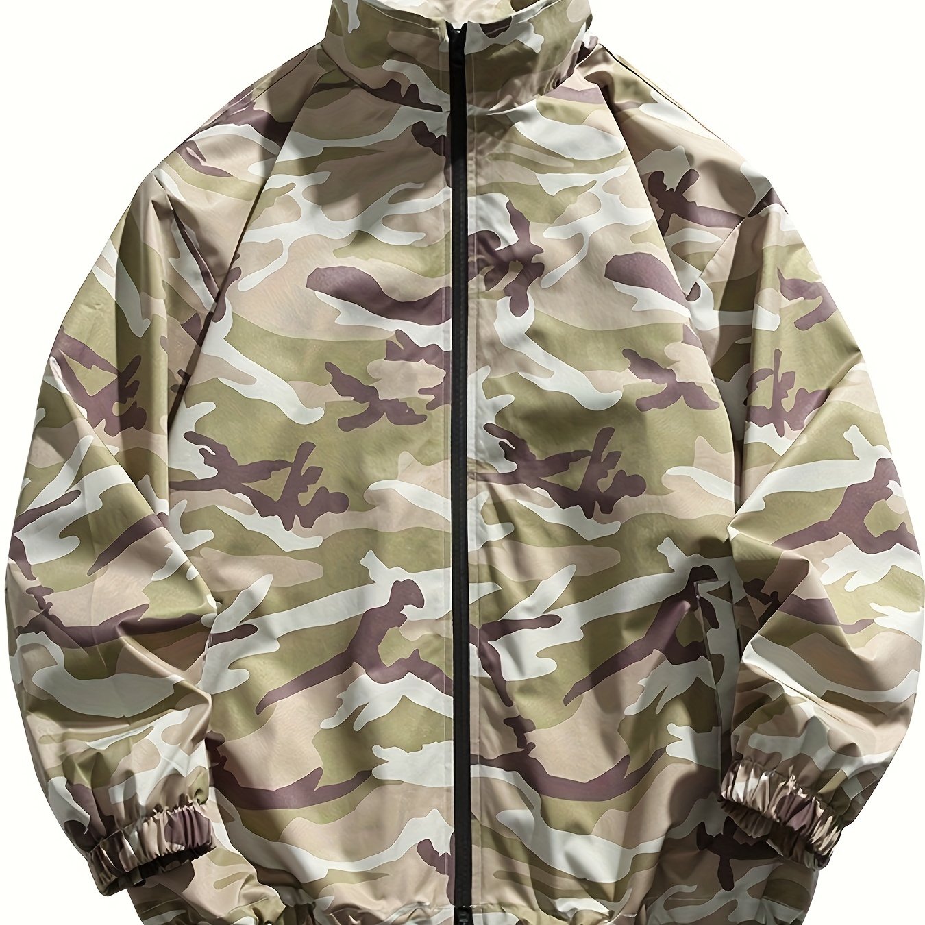 Military Style Men's Camo Jacket in Khaki and Green Camo Colors
