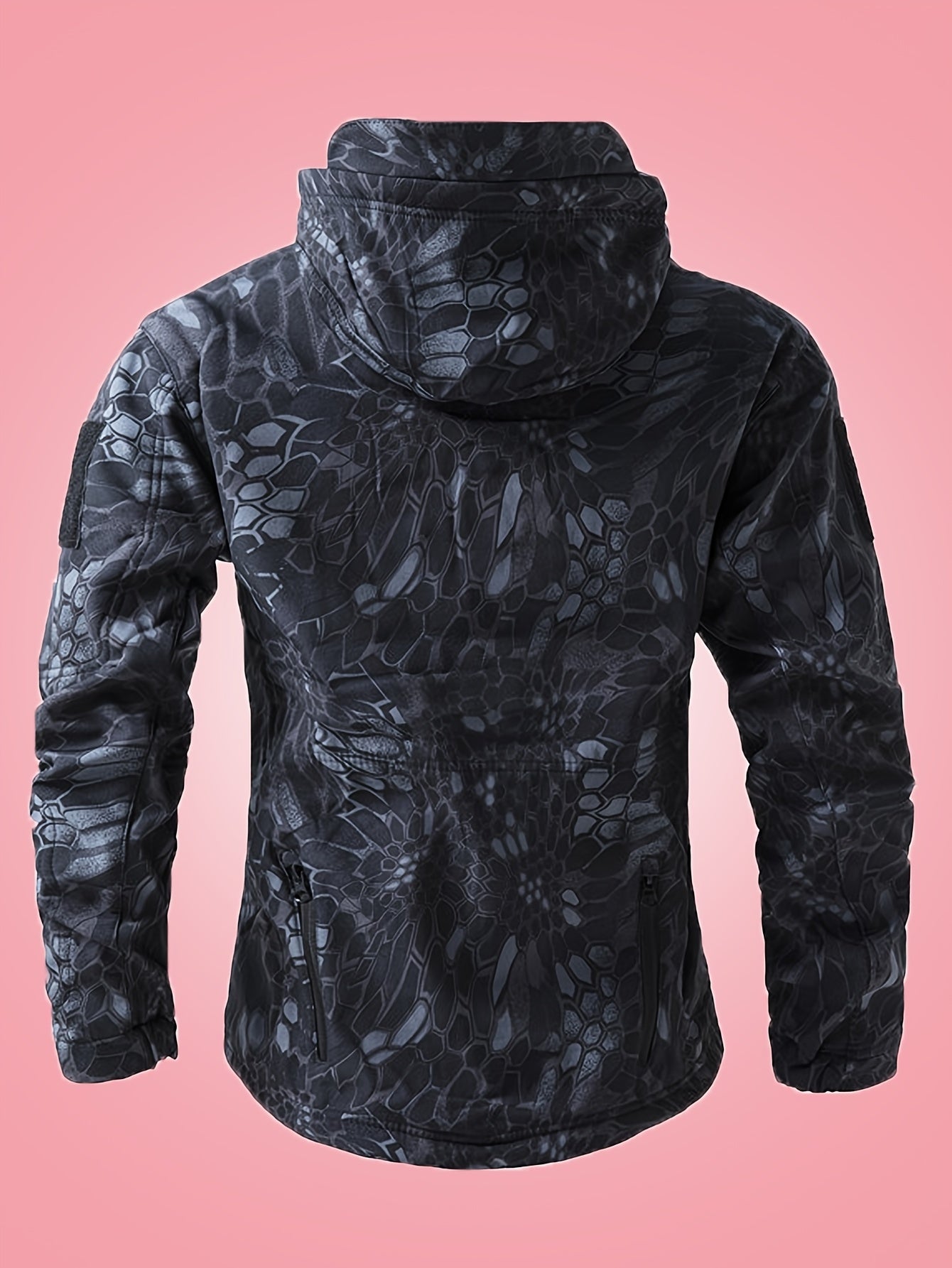 Men's Military Camo Jacket | Hooded Windbreaker with Zippered Pockets, Removable Hood Camo Colors