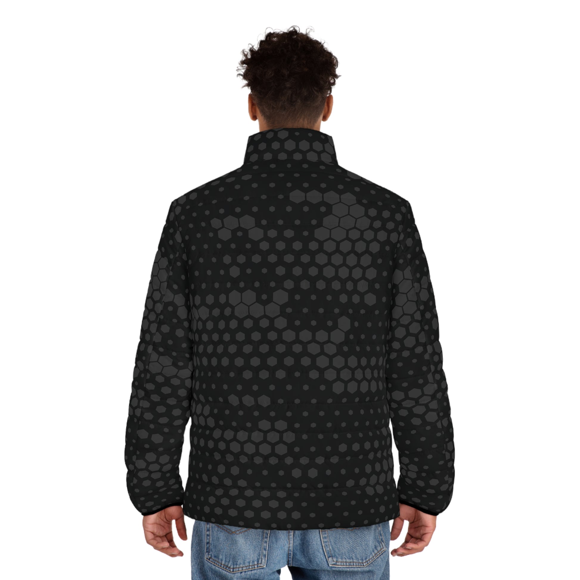 Black Camo Puffer Jacket For Men | Stylish Hive Camouflage Camo Colors