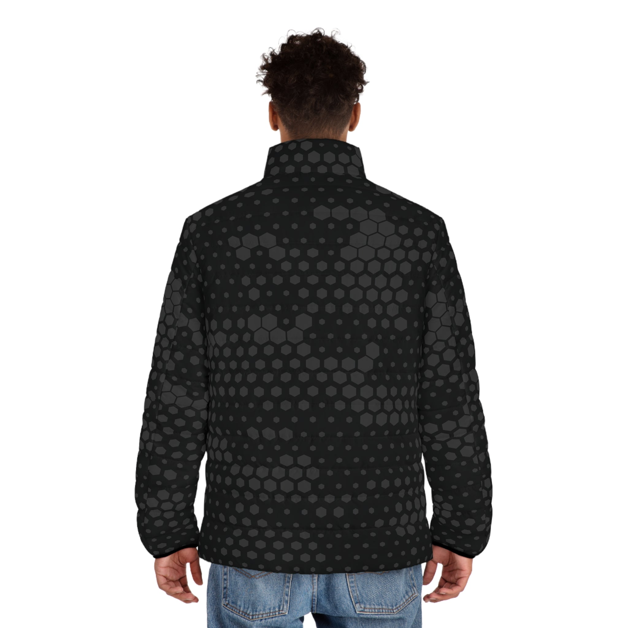Black Camo Puffer Jacket For Men | Stylish Hive Camouflage Camo Colors