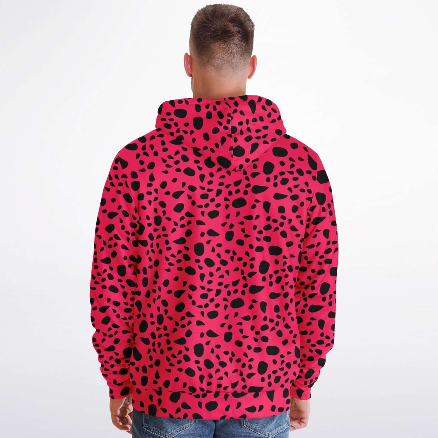 Microfleece Zip Camo Hoodie | Leopard Print in Pink & Black Camo Colors