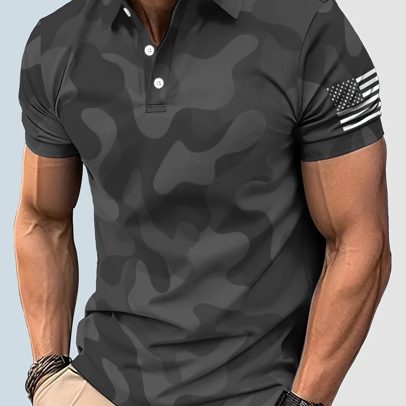 Men’s Camouflage Pattern Print Golf Shirt Camo Colors