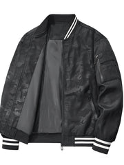 Black Varsity Jacket | Men's Camo Pattern With Long Sleeves Camo Colors