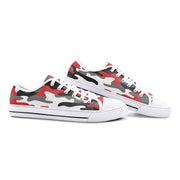 Camo Shoes | Low Top Canvas | Red, Black, and White Camo Colors
