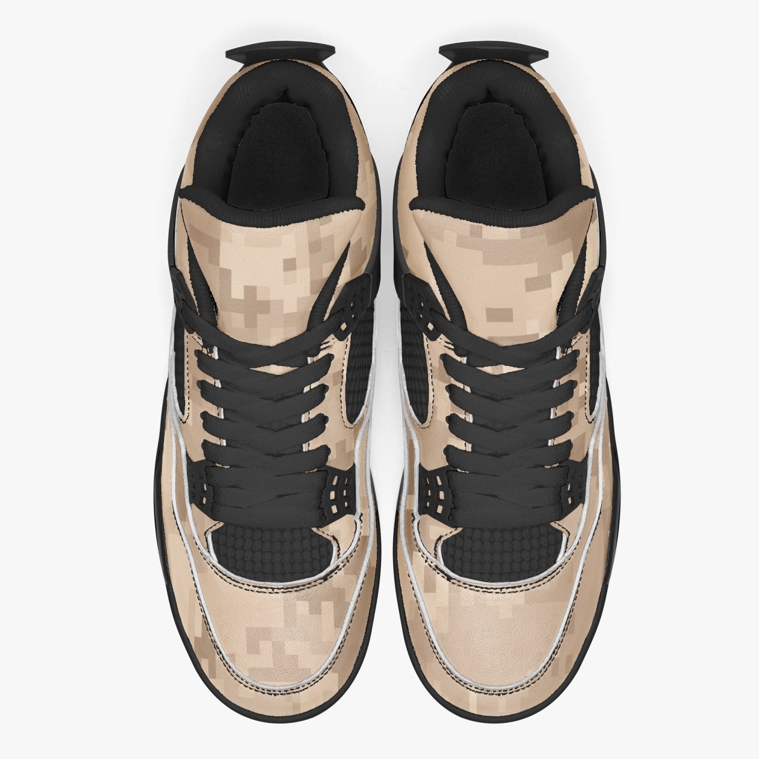 Camo Jordans AJ4 | Brown Pixel | Black Sole Camo Colors