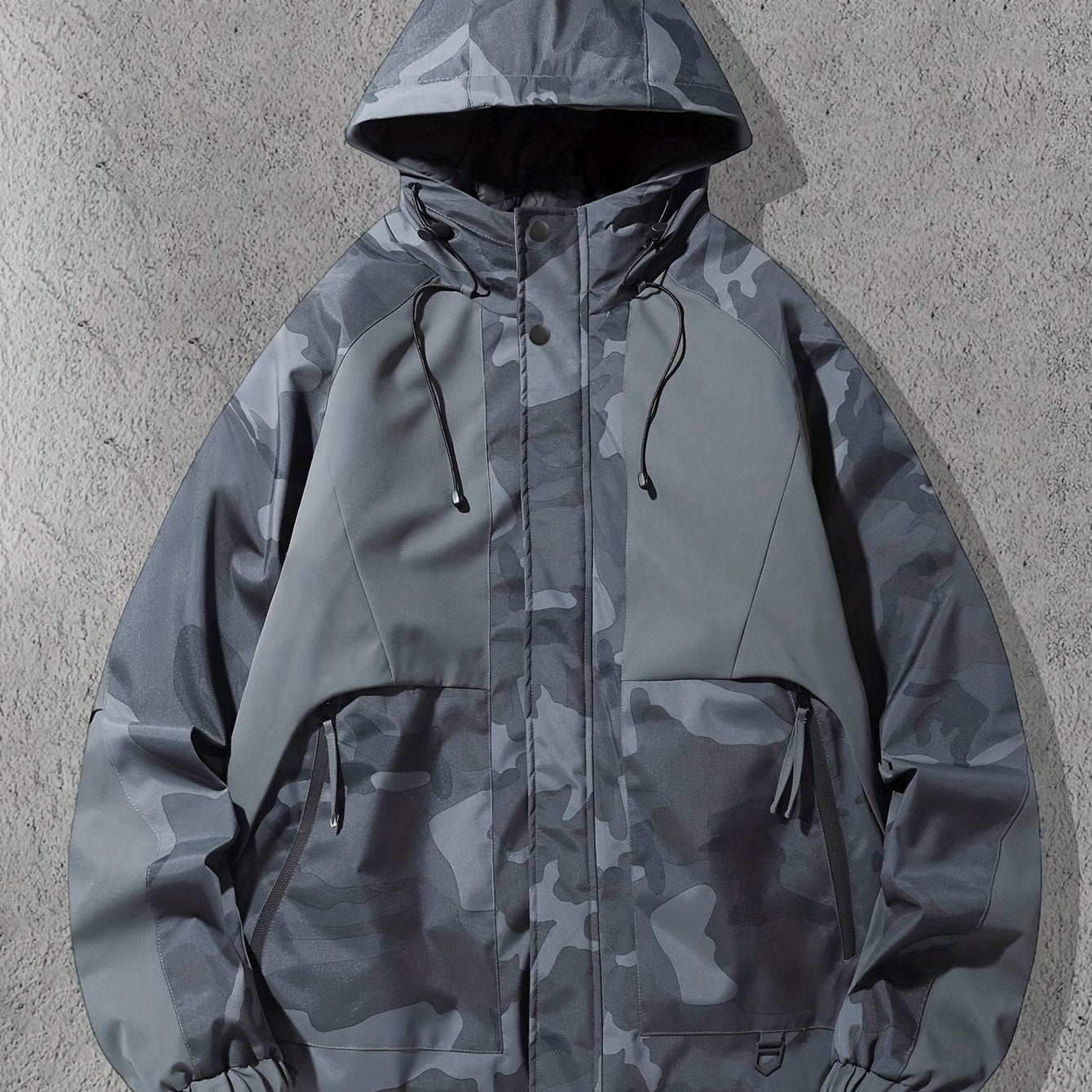 Camo Streetwear Jacket | Men's Hooded Polyester Zip-Up Design Camo Colors