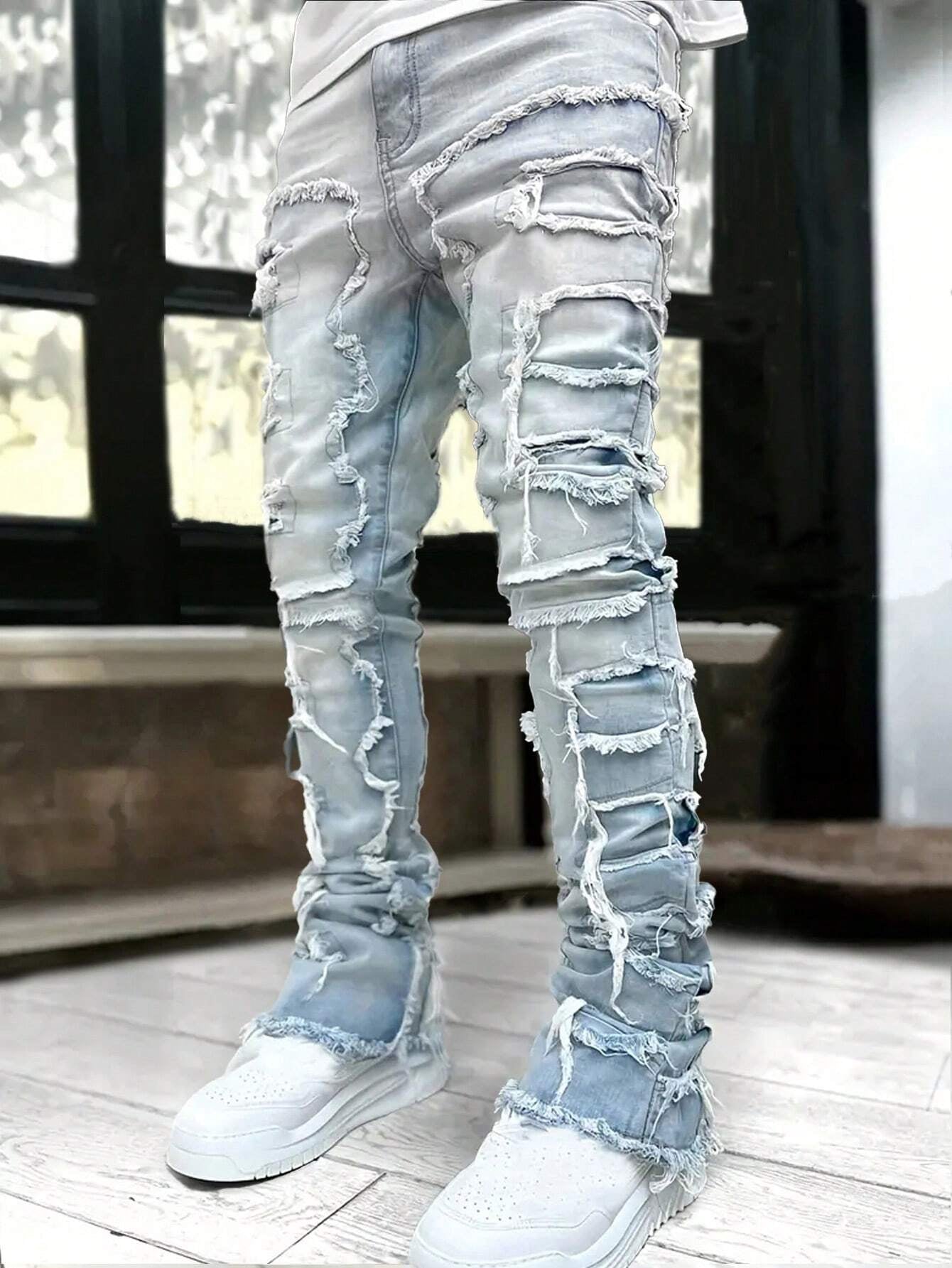 Men's Camo Print Ripped Jeans Camo Colors