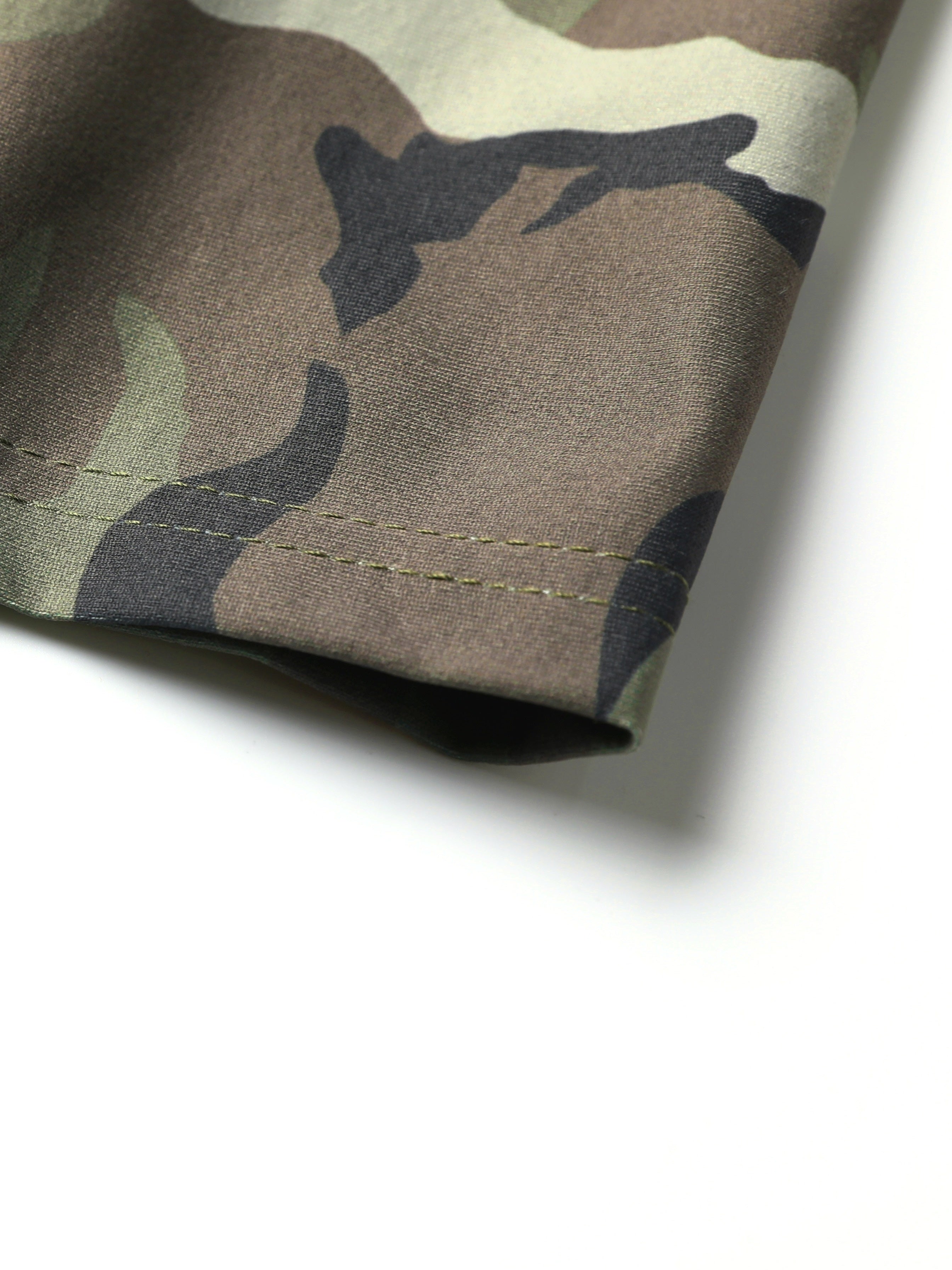 Men's Camo Hooded Short Sleeve Sweatshirt With A Zippered Kangaroo Pocket Camo Colors