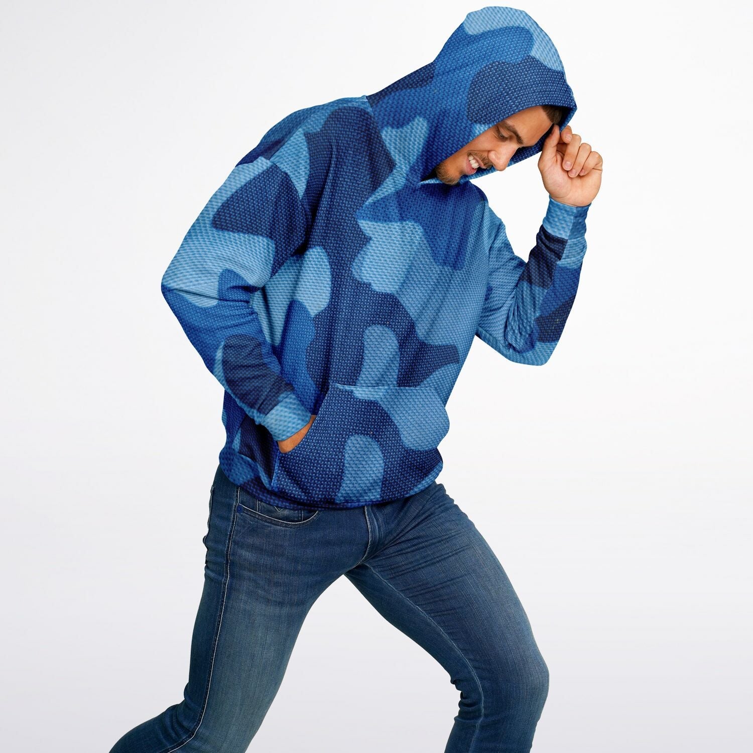 Blue Oversized Hoodie | Camouflage Cloth Pattern | Camo Colors