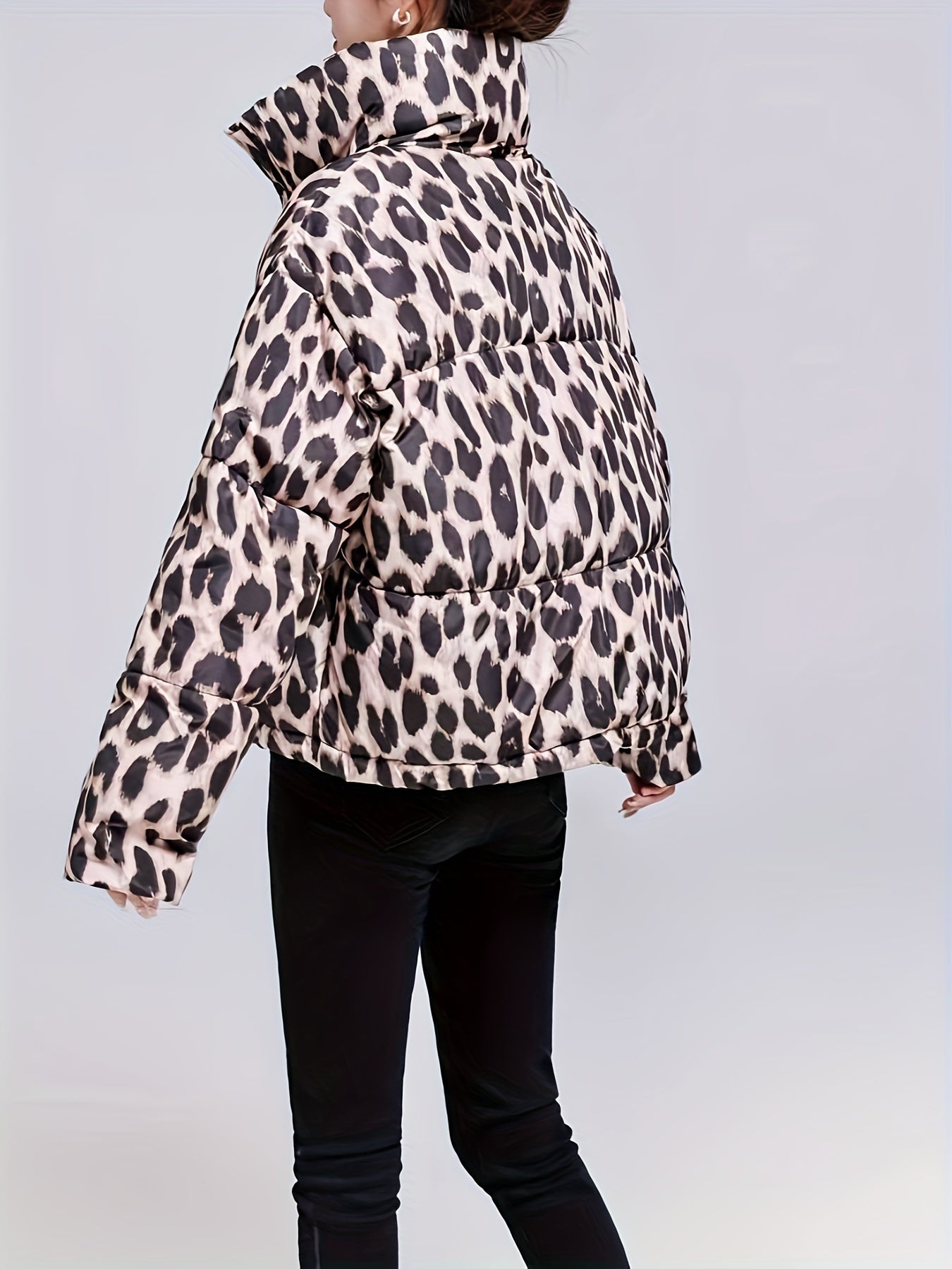 Women's Leopard Print Polyester Padded Jacket | Camo Colors
